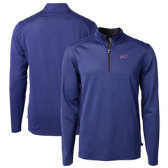 Buffalo Bills Cutter & Buck Virtue Eco Pique Micro Stripe Recycled Quarter-Zip Pullover Top