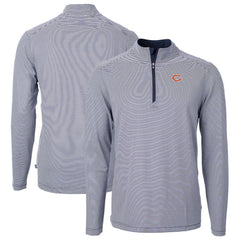 Chicago Bears Cutter & Buck Virtue Eco Pique Micro Stripe Recycled Quarter-Zip Pullover Top