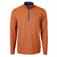 Denver Broncos Cutter & Buck Virtue Eco Pique Micro Stripe Recycled Quarter-Zip Pullover Top