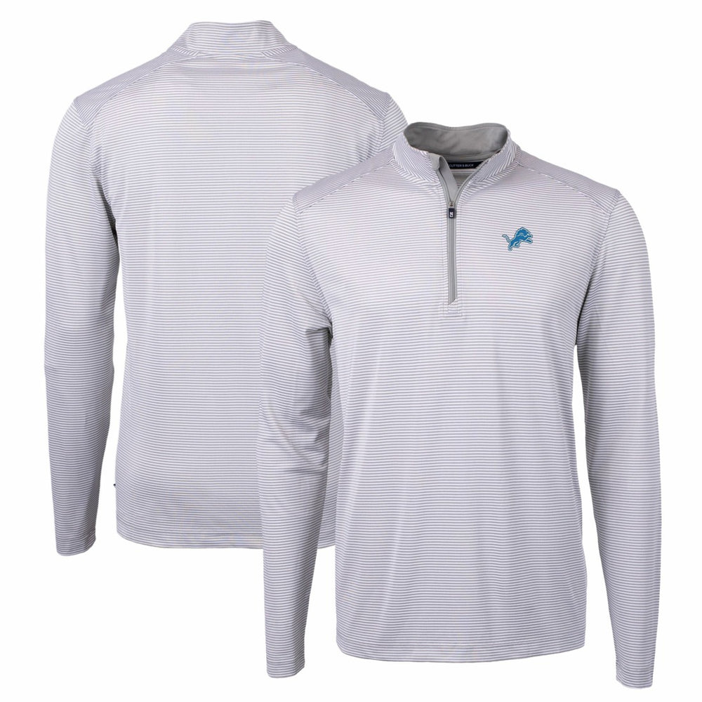 Detroit Lions Cutter & Buck Virtue Eco Pique Micro Stripe Recycled Quarter-Zip Pullover Top