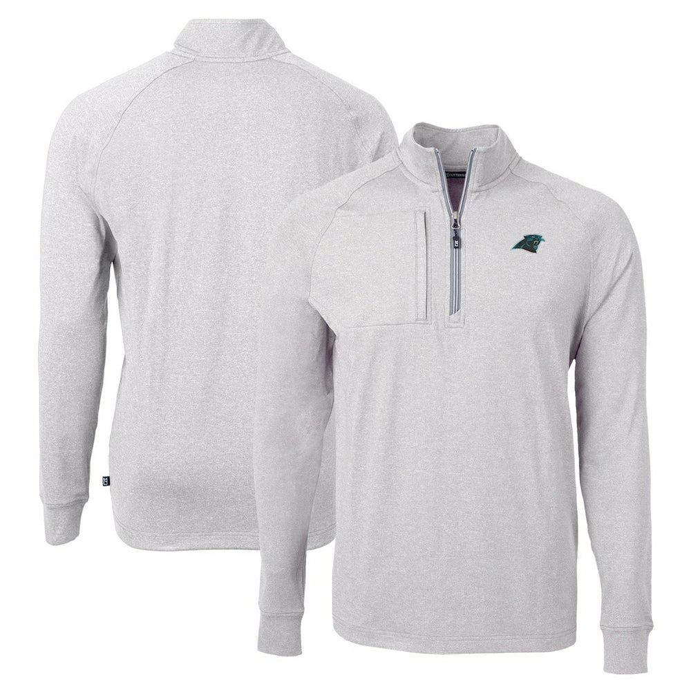 Carolina Panthers Cutter & Buck Adapt Eco Knit Quarter-Zip Pullover Top