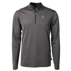 Minnesota Vikings Cutter & Buck Virtue Eco Pique Micro Stripe Recycled Quarter-Zip Pullover Top