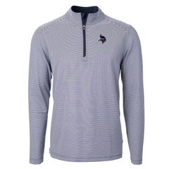 Minnesota Vikings Cutter & Buck Virtue Eco Pique Micro Stripe Recycled Quarter-Zip Pullover Top