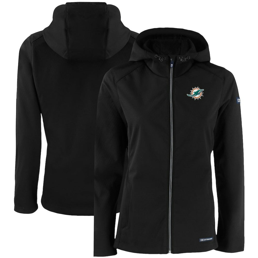 Miami Dolphins Cutter & Buck Women's Evoke Eco Softshell Recycled Full-Zip Hooded Jacket