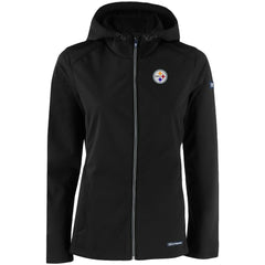 Pittsburgh Steelers Cutter & Buck Women's Evoke Eco Softshell Recycled Full-Zip Hooded Jacket