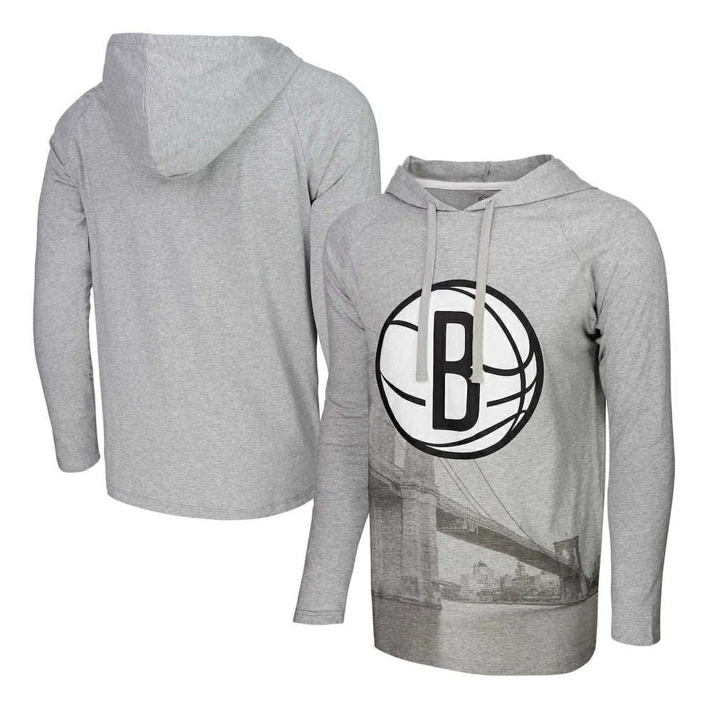 Brooklyn Nets Stadium Essentials Atrium Raglan Long Sleeve Hoodie T-Shirt Discount