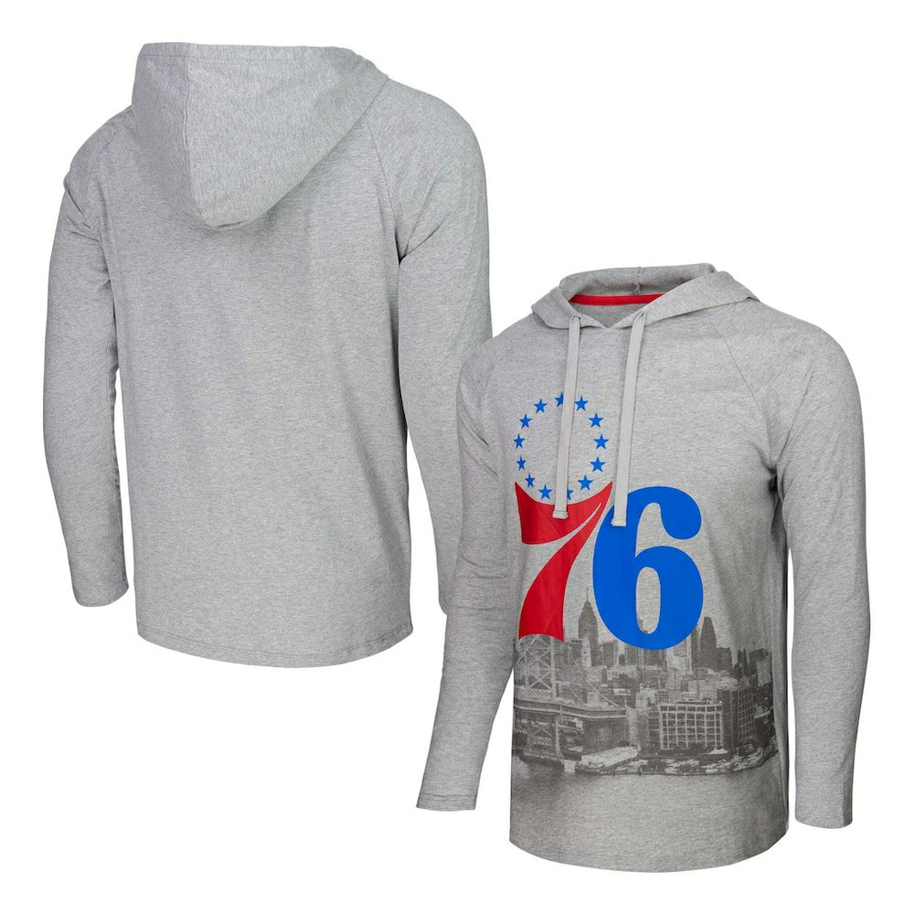 Philadelphia 76ers Stadium Essentials Atrium Raglan Long Sleeve Hoodie T-Shirt On Sale