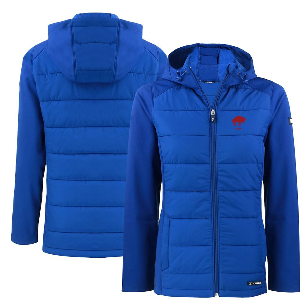 Buffalo Bills Cutter & Buck Women's Throwback Evoke Hybrid Eco Softshell Recycled Full-Zip Hoodie Jacket