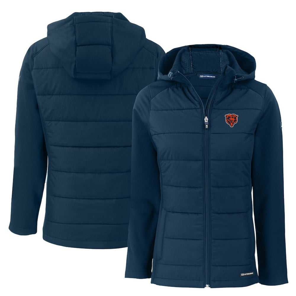 Chicago Bears Cutter & Buck Women's Throwback Evoke Hybrid Eco Softshell Recycled Full-Zip Hoodie Jacket