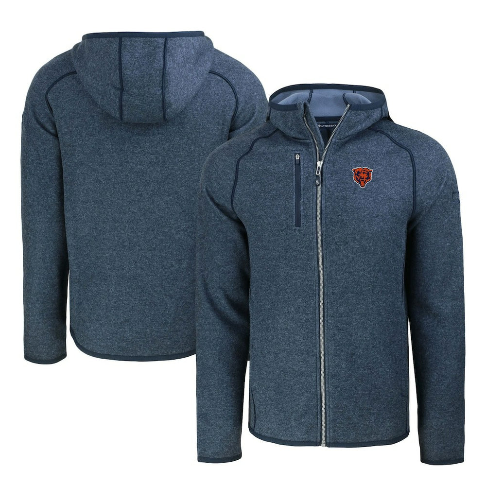 Chicago Bears Cutter & Buck Throwback Mainsail Sweater-Knit Full-Zip Hoodie