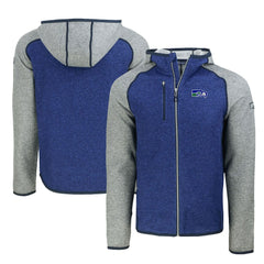 Seattle Seahawks Cutter & Buck Throwback Mainsail Sweater-Knit Full-Zip Hoodie