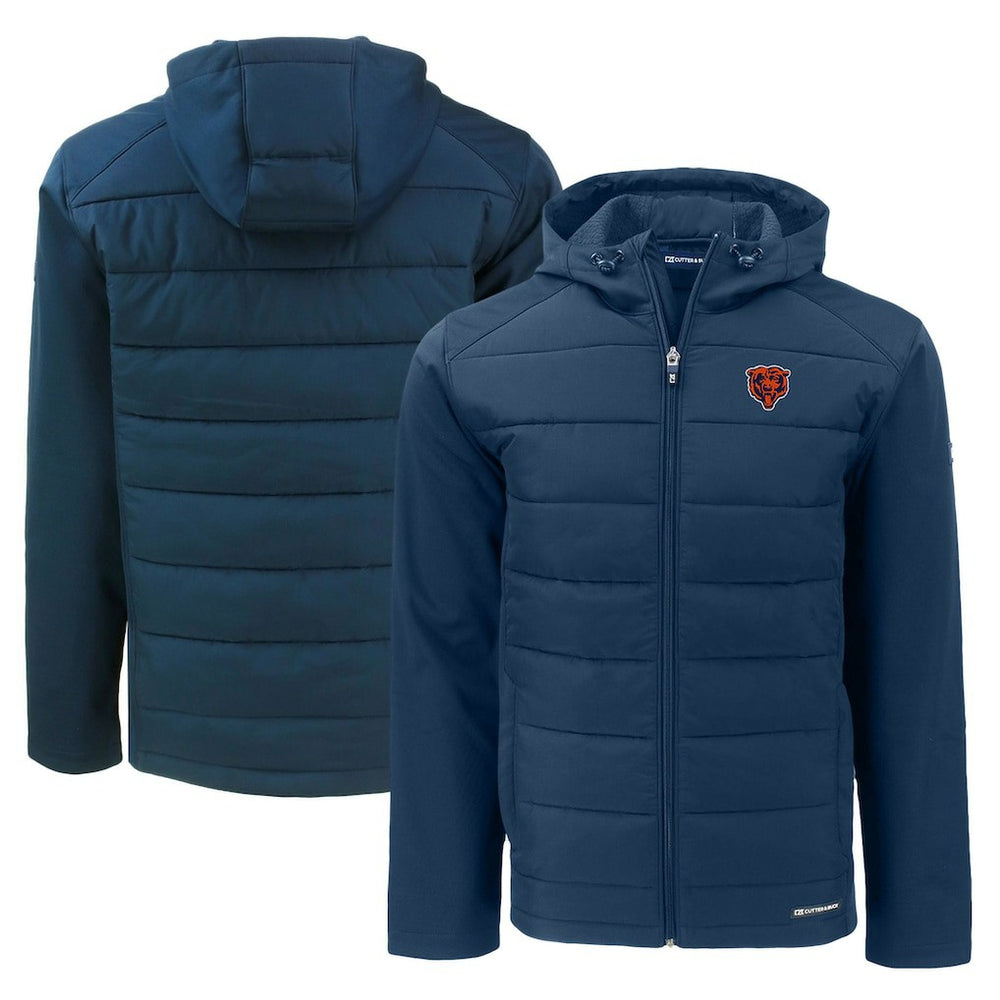 Chicago Bears Cutter & Buck Throwback Evoke Hybrid Eco Softshell Recycled Full-Zip Hoodie Jacket