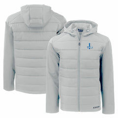 Detroit Lions Cutter & Buck Throwback Evoke Hybrid Eco Softshell Recycled Full-Zip Hoodie Jacket