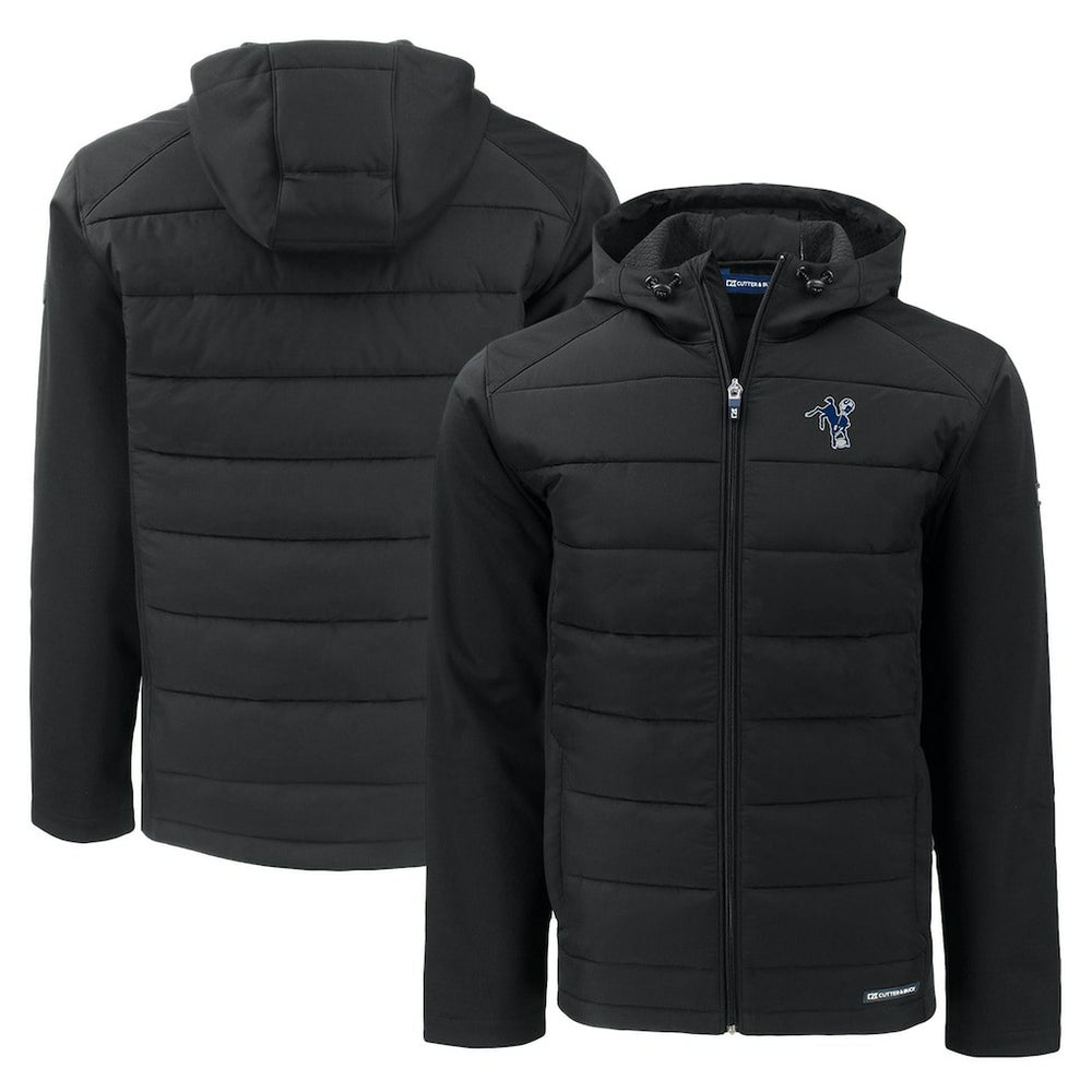 Indianapolis Colts Cutter & Buck Throwback Evoke Hybrid Eco Softshell Recycled Full-Zip Hoodie Jacket