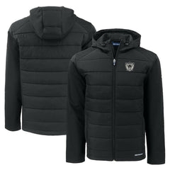 Las Vegas Raiders Cutter & Buck Throwback Evoke Hybrid Eco Softshell Recycled Full-Zip Hoodie Jacket