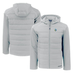 Los Angeles Chargers Cutter & Buck Throwback Evoke Hybrid Eco Softshell Recycled Full-Zip Hoodie Jacket