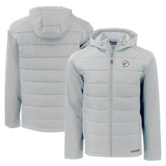 Miami Dolphins Cutter & Buck Throwback Evoke Hybrid Eco Softshell Recycled Full-Zip Hoodie Jacket