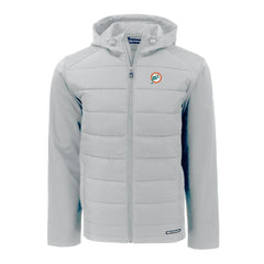 Miami Dolphins Cutter & Buck Throwback Evoke Hybrid Eco Softshell Recycled Full-Zip Hoodie Jacket