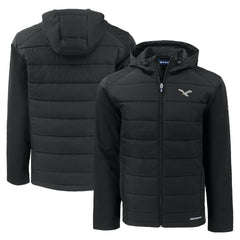 Philadelphia Eagles Cutter & Buck Throwback Evoke Hybrid Eco Softshell Recycled Full-Zip Hoodie Jacket