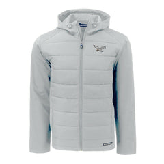 Philadelphia Eagles Cutter & Buck Throwback Evoke Hybrid Eco Softshell Recycled Full-Zip Hoodie Jacket