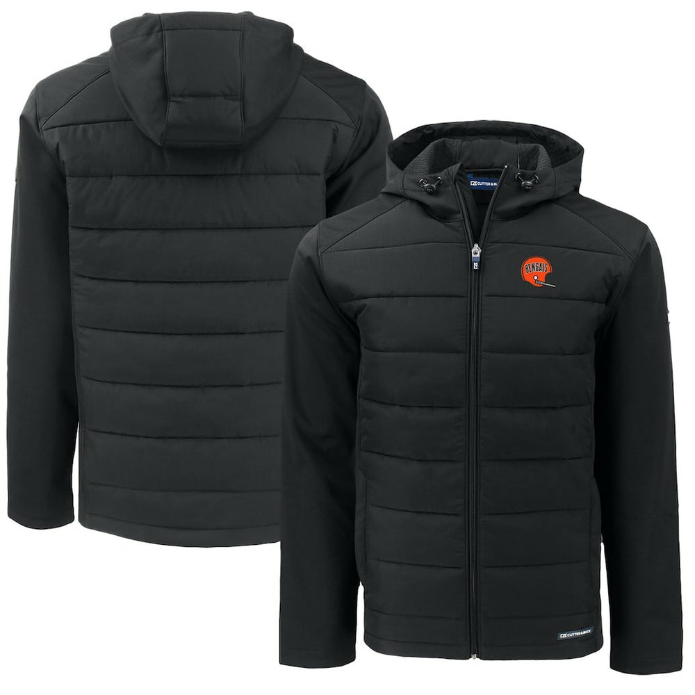Cincinnati Bengals Cutter & Buck Throwback Big & Tall Evoke Hybrid Eco Softshell Recycled Full-Zip Jacket