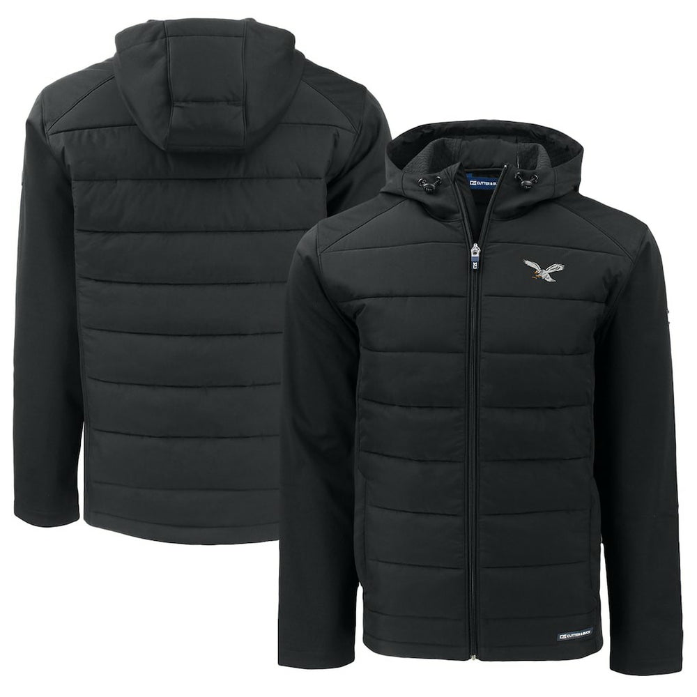 Philadelphia Eagles Cutter & Buck Throwback Big & Tall Evoke Hybrid Eco Softshell Recycled Full-Zip Hoodie