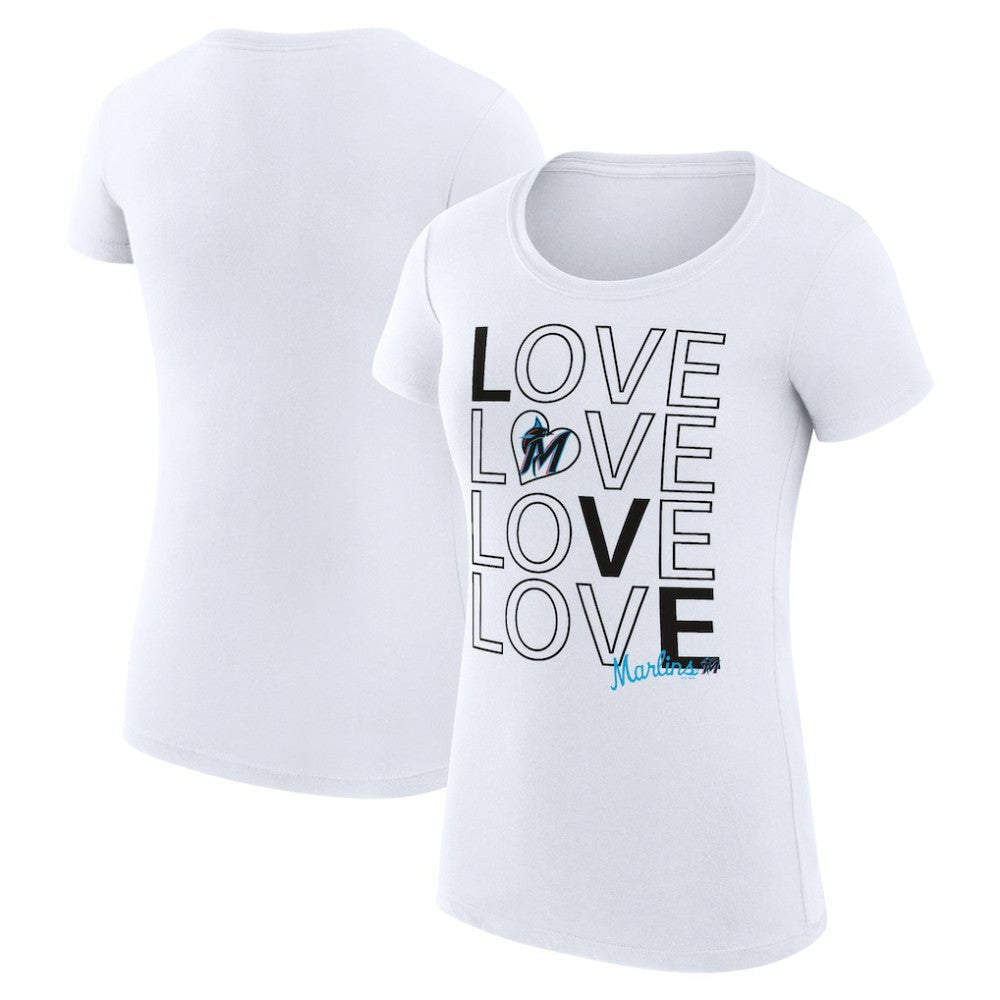 Miami Marlins G-III 4Her by Carl Banks Women's Super-Slim Fit Lightweight Love Graphic Team T-Shirt | MLB Outlet