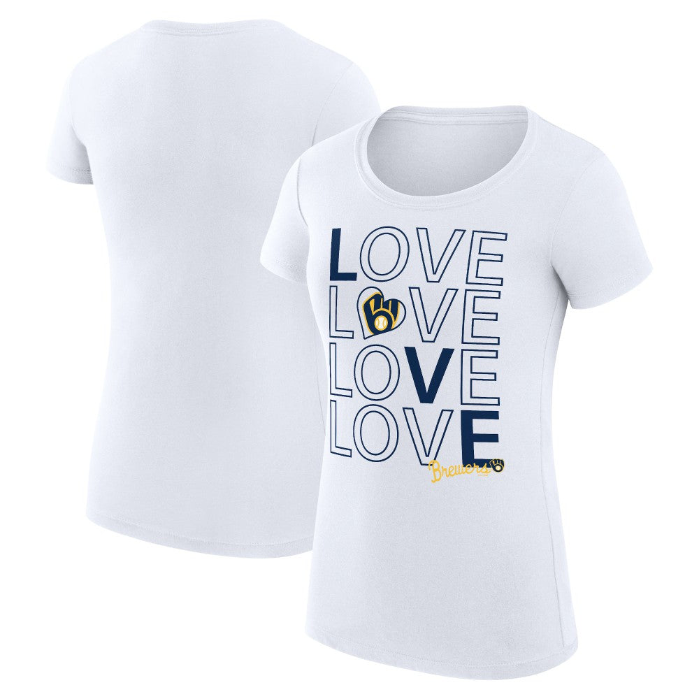Milwaukee Brewers G-III 4Her by Carl Banks Women's Super-Slim Fit Lightweight Love Graphic Team T-Shirt | MLB New