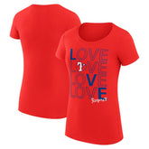 Texas Rangers G-III 4Her by Carl Banks Women's Super-Slim Fit Lightweight Love Graphic Team T-Shirt | MLB Outlet