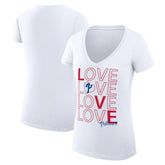 Philadelphia Phillies G-III 4Her by Carl Banks Women's Super-Slim Fit Lightweight Love Graphic Team V-Neck T-Shirt | MLB Outlet