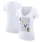 Pittsburgh Pirates G-III 4Her by Carl Banks Women's Super-Slim Fit Lightweight Love Graphic Team V-Neck T-Shirt | MLB New