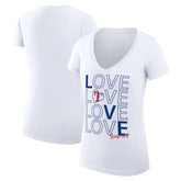 Texas Rangers G-III 4Her by Carl Banks Women's Super-Slim Fit Lightweight Love Graphic Team V-Neck T-Shirt | MLB On Sale