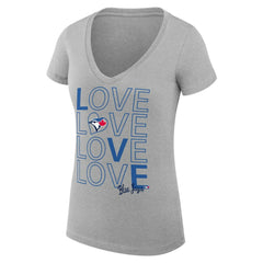 Toronto Blue Jays G-III 4Her by Carl Banks Women's Super-Slim Fit Lightweight Love Graphic Team V-Neck T-Shirt | MLB For sale