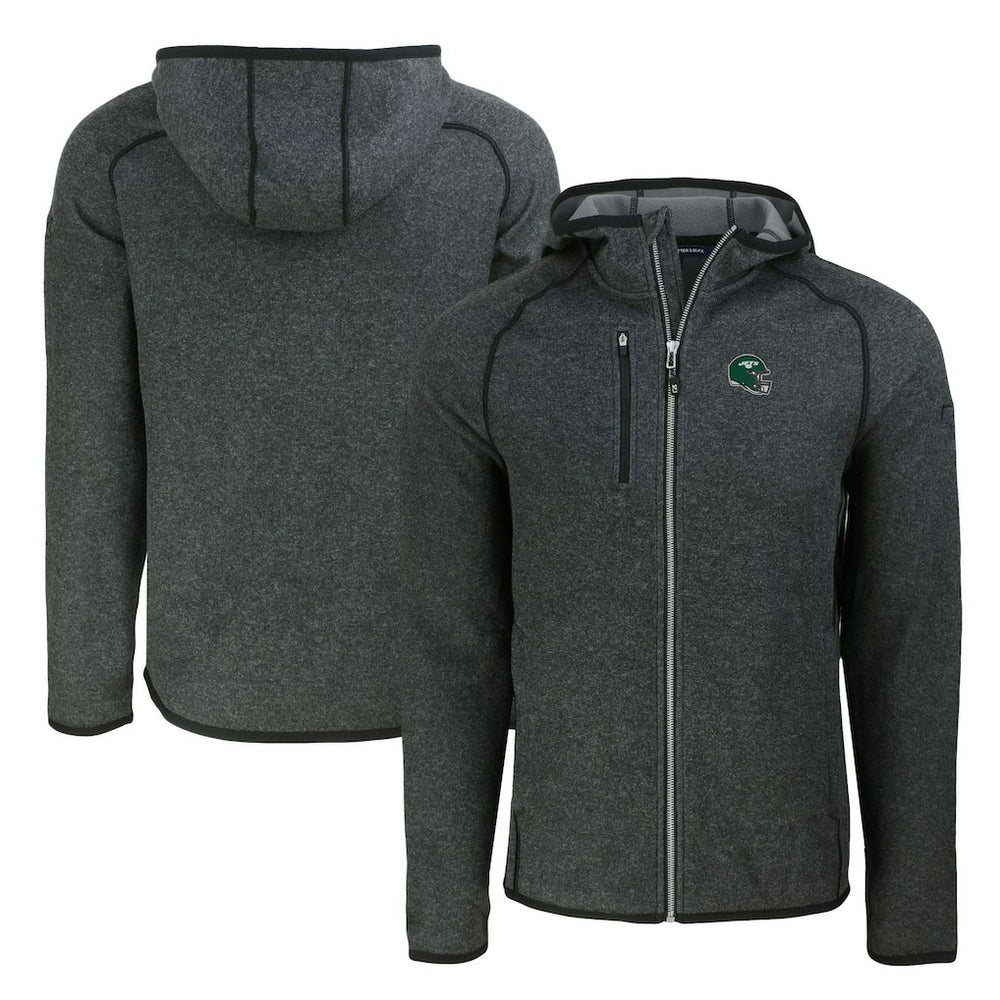 New York Jets Cutter & Buck Helmet Mainsail Sweater-Knit Full-Zip Hoodie