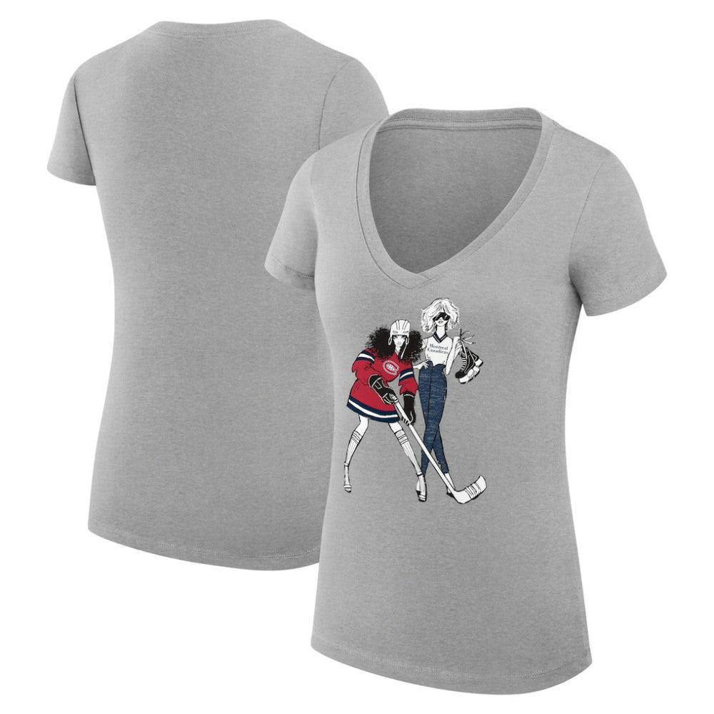 Montreal Canadiens G-III 4Her by Carl Banks Women's Super-Slim Fit Lightweight Hockey Girls V-Neck T-Shirt For Sale