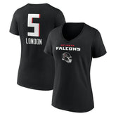 Atlanta Falcons Drake London Women's Team Wordmark Player Name & Number V-Neck T-Shirt