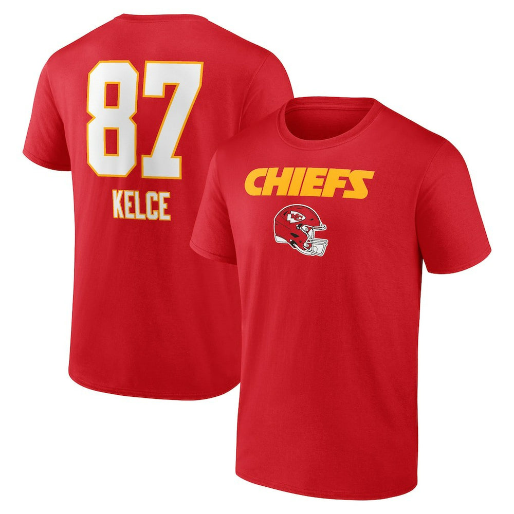 Kansas City Chiefs Travis Kelce Team Wordmark Player Name & Number T-Shirt