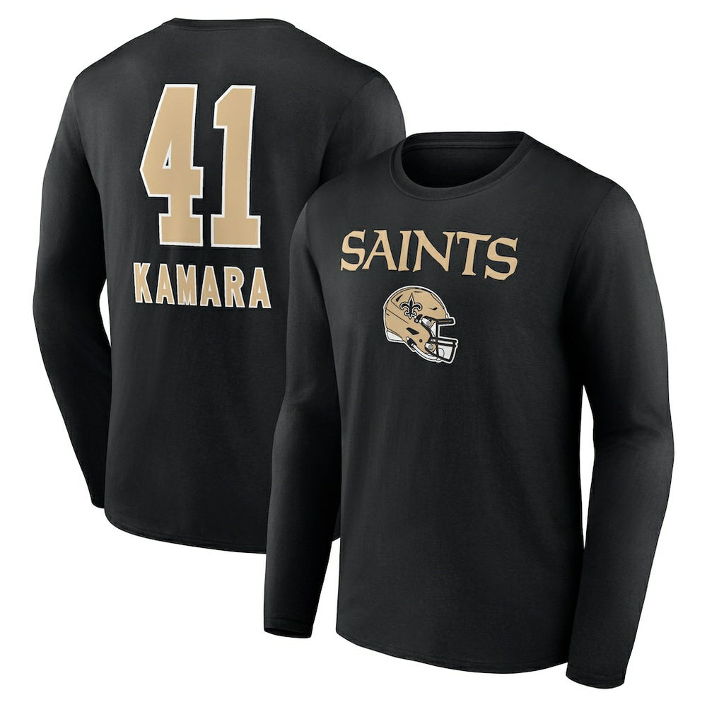 New Orleans Saints Alvin Kamara Team Wordmark Player Name & Number Long Sleeve T-Shirt