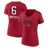 Tampa Bay Buccaneers Baker Mayfield Women's Team Wordmark Player Name & Number V-Neck T-Shirt