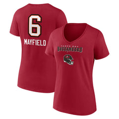 Tampa Bay Buccaneers Baker Mayfield Women's Team Wordmark Player Name & Number V-Neck T-Shirt