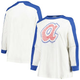 Atlanta Braves '47 Women's Plus Size Caribou Raglan Long Sleeve T-Shirt | MLB Outlet