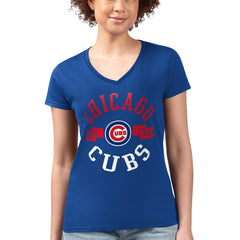Chicago Cubs G-III 4Her by Carl Banks Women's Super-Slim Fit Lightweight City Graphic V-Neck T-Shirt | MLB Discount