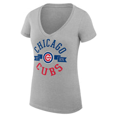 Chicago Cubs G-III 4Her by Carl Banks Women's Super-Slim Fit Lightweight City Graphic V-Neck T-Shirt | MLB Sale