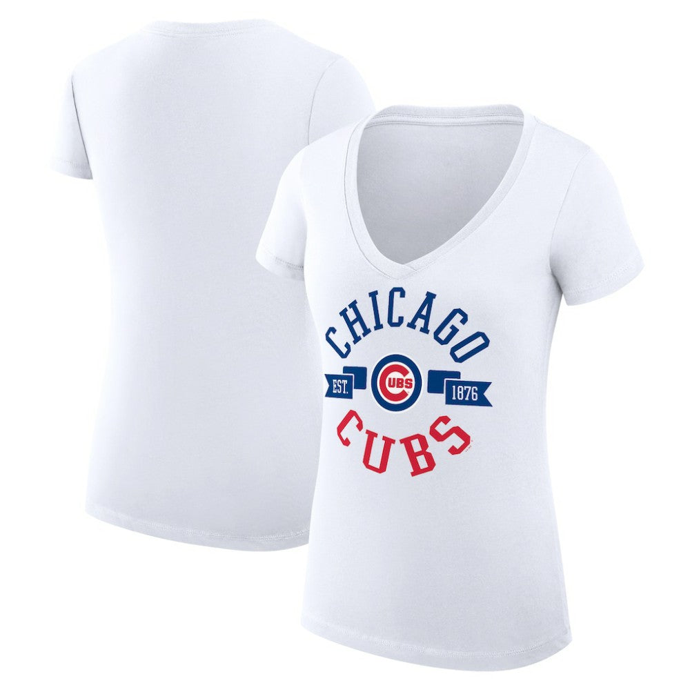 Chicago Cubs G-III 4Her by Carl Banks Women's Super-Slim Fit Lightweight City Graphic V-Neck T-Shirt | MLB US