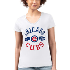Chicago Cubs G-III 4Her by Carl Banks Women's Super-Slim Fit Lightweight City Graphic V-Neck T-Shirt | MLB US