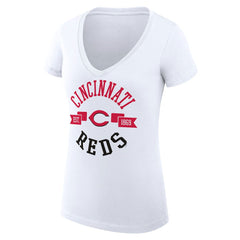 Cincinnati Reds G-III 4Her by Carl Banks Women's Super-Slim Fit Lightweight City Graphic V-Neck T-Shirt | MLB For sale