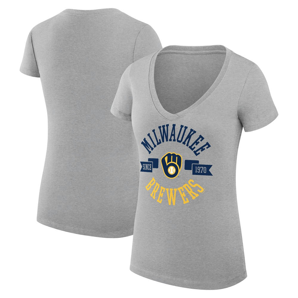 Milwaukee Brewers G-III 4Her by Carl Banks Women's Super-Slim Fit Lightweight City Graphic V-Neck T-Shirt | MLB US