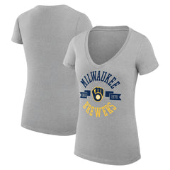 Milwaukee Brewers G-III 4Her by Carl Banks Women's Super-Slim Fit Lightweight City Graphic V-Neck T-Shirt | MLB US