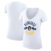 Milwaukee Brewers G-III 4Her by Carl Banks Women's Super-Slim Fit Lightweight City Graphic V-Neck T-Shirt | MLB Online