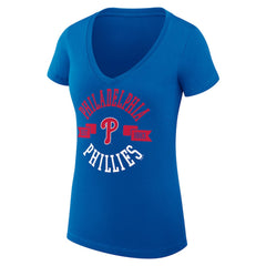 Philadelphia Phillies G-III 4Her by Carl Banks Women's Super-Slim Fit Lightweight City Graphic V-Neck T-Shirt | MLB New